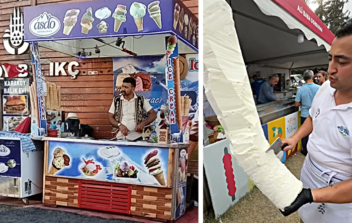 В Турции продавцы мороженого делают из пломбира шаурму – видео