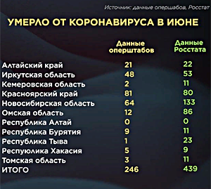 Данные Росстата по смертям от ковида в Новосибирской области не совпадают с информацией оперштаба