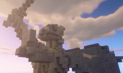 Копия памятника "Родина-мать" стала одной из самых крупных достопримечательностей в компьютерной игре Minecraft