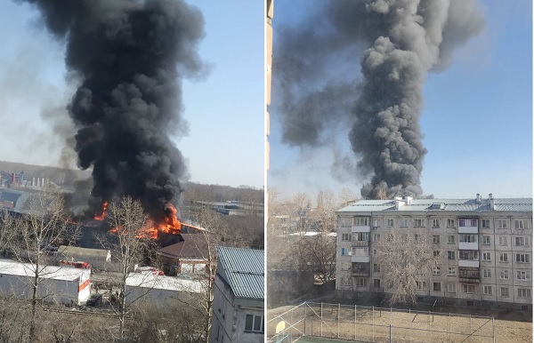 Крупный пожар в Дзержинском районе Новосибирска потушили. Жители соседних домов жалуются на сильный запах гари