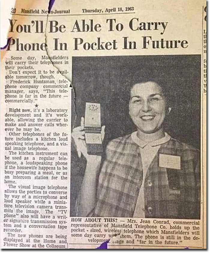 Старая газета за 1963 год со статьей про смартфоны
