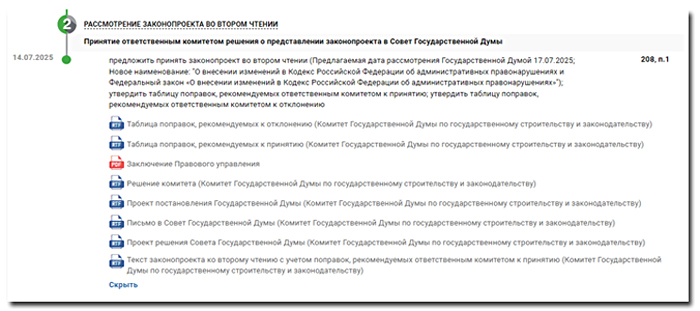 Проект закона Поиск заведомо экстремистских материалов